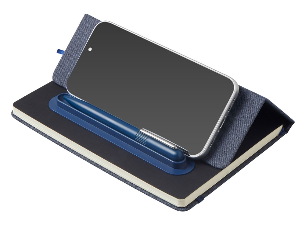 Блокнот А5 NotaBene с металлической шариковой ручкой и подставкой для телефона