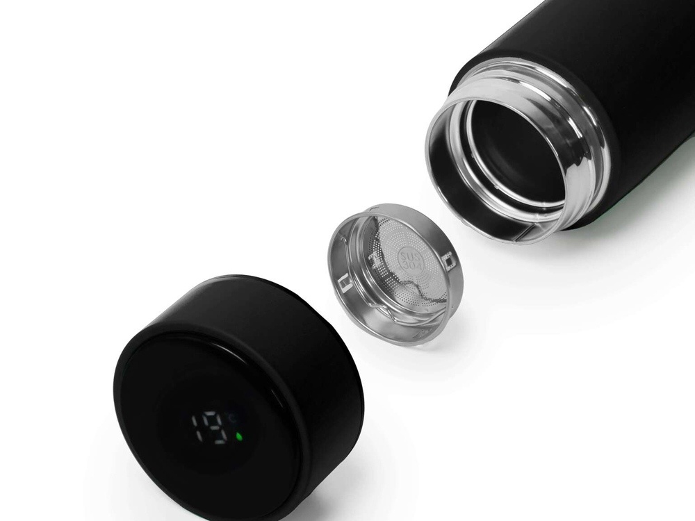 Термос FAMILY MARK LED, индикатор, soft touch