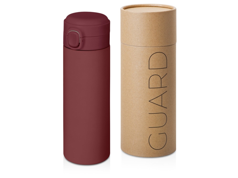 Вакуумная термокружка c кнопкой Guard, soft-touch, 400 мл, тубус
