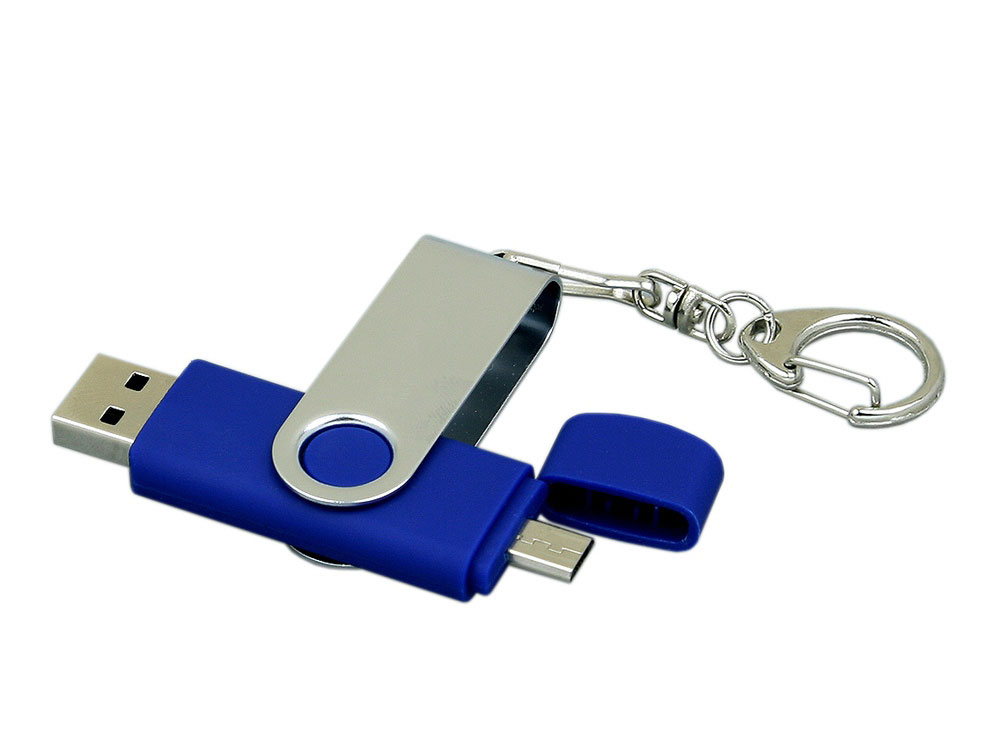Флеш-накопитель 32 ГБ с поворотным USB 2.0 и Micro USB разъёмом